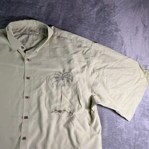 Bamboo Cay Shirt Mens 3XL Pale Green Palm Tree Camp Shirt Modal Blend